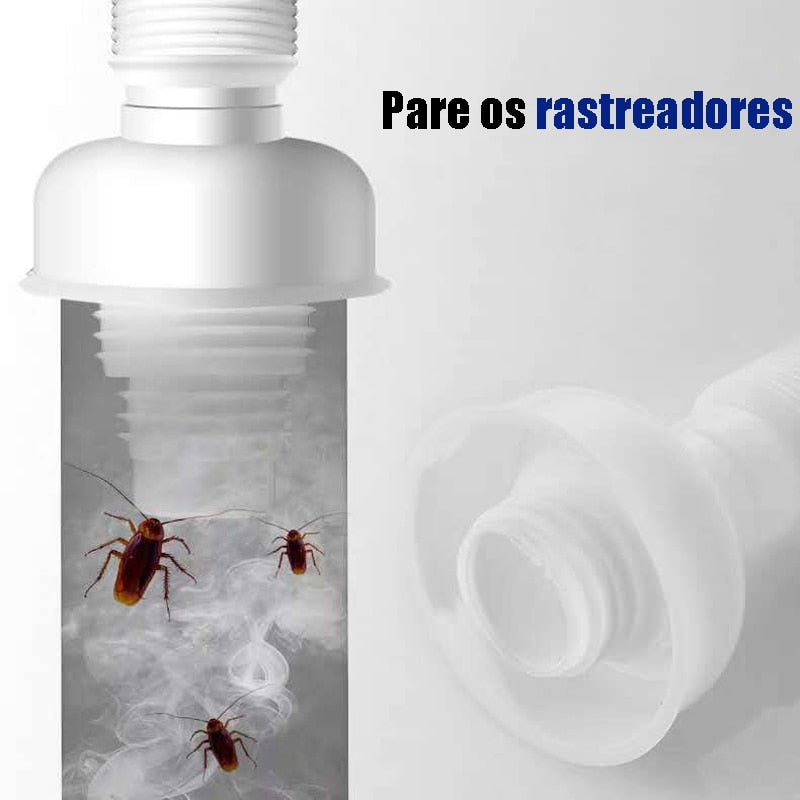 Sifão Ajustável Clean c/ Copo Transparente - Três Vezes Menos Odor